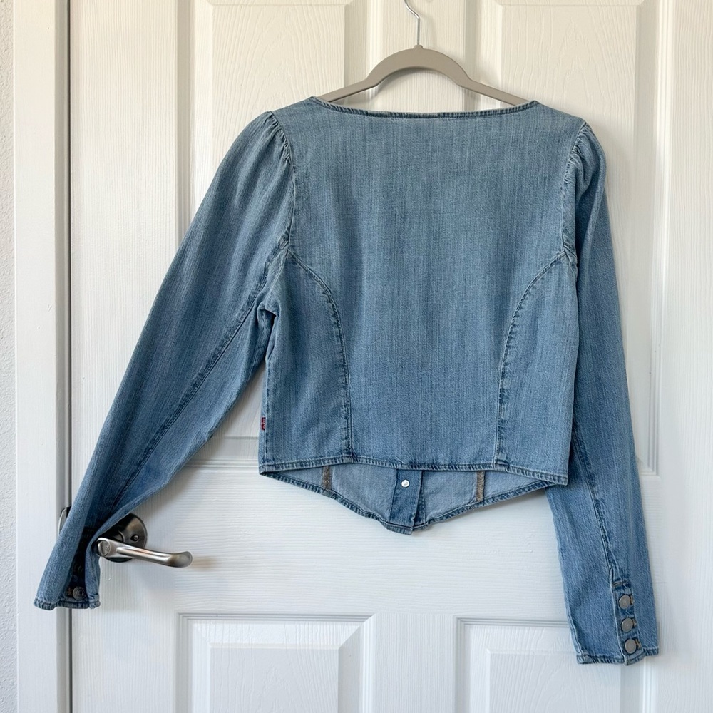 Levi's Daryn Corset Blue Button Down Denim Top - Picture 6 of 10